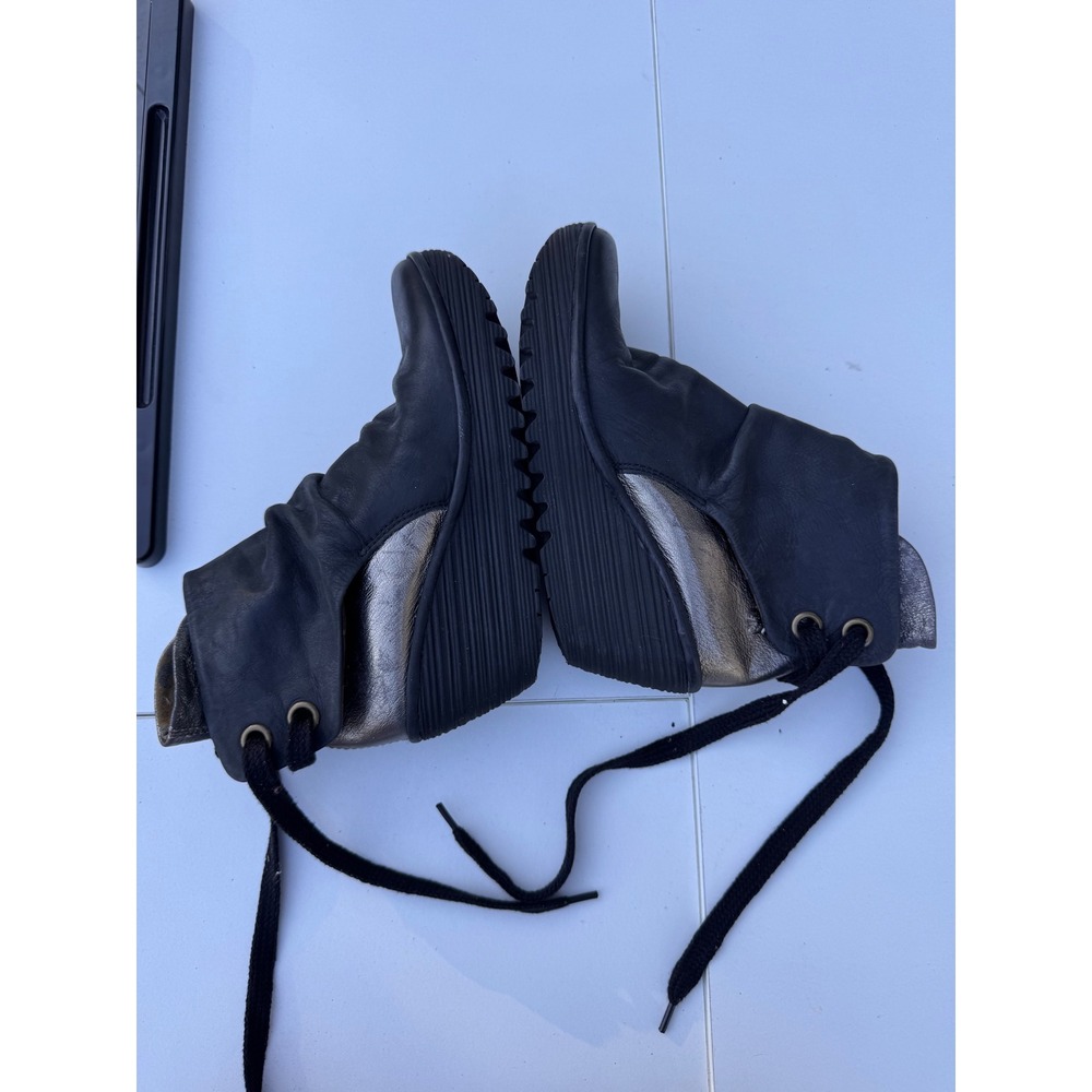 Fly London Leather Black Silver Platform Ankle Boots 37 - Picture 7 of 12